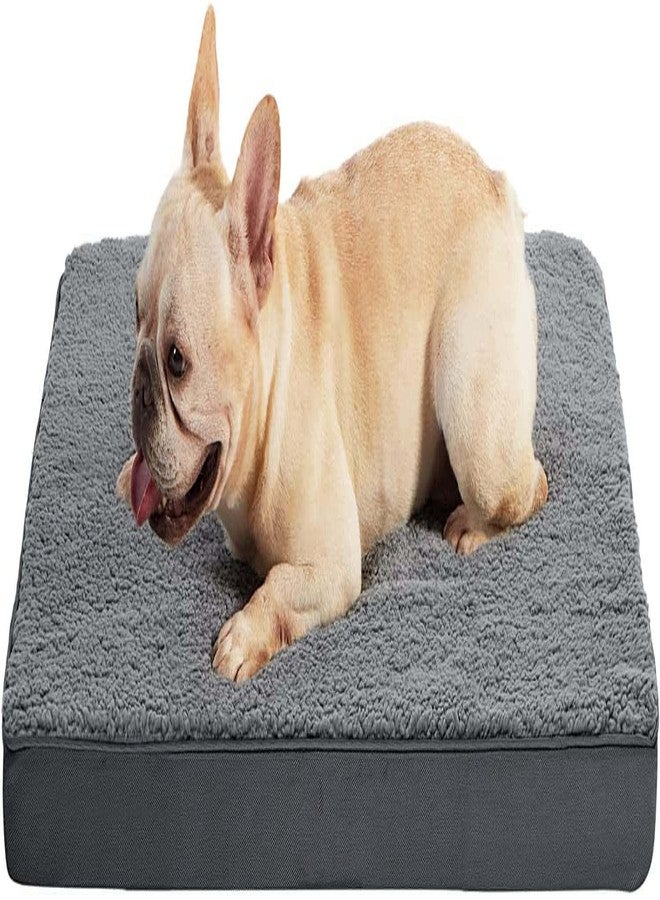 سرير KOZI PET الإسفنجي للكلاب والقطط الصغيرة والمتوسطة والكبيرة والكبيرة جدًا - إسفنج قفص مع سرير قابل للغسل - (صغير، رمادي)